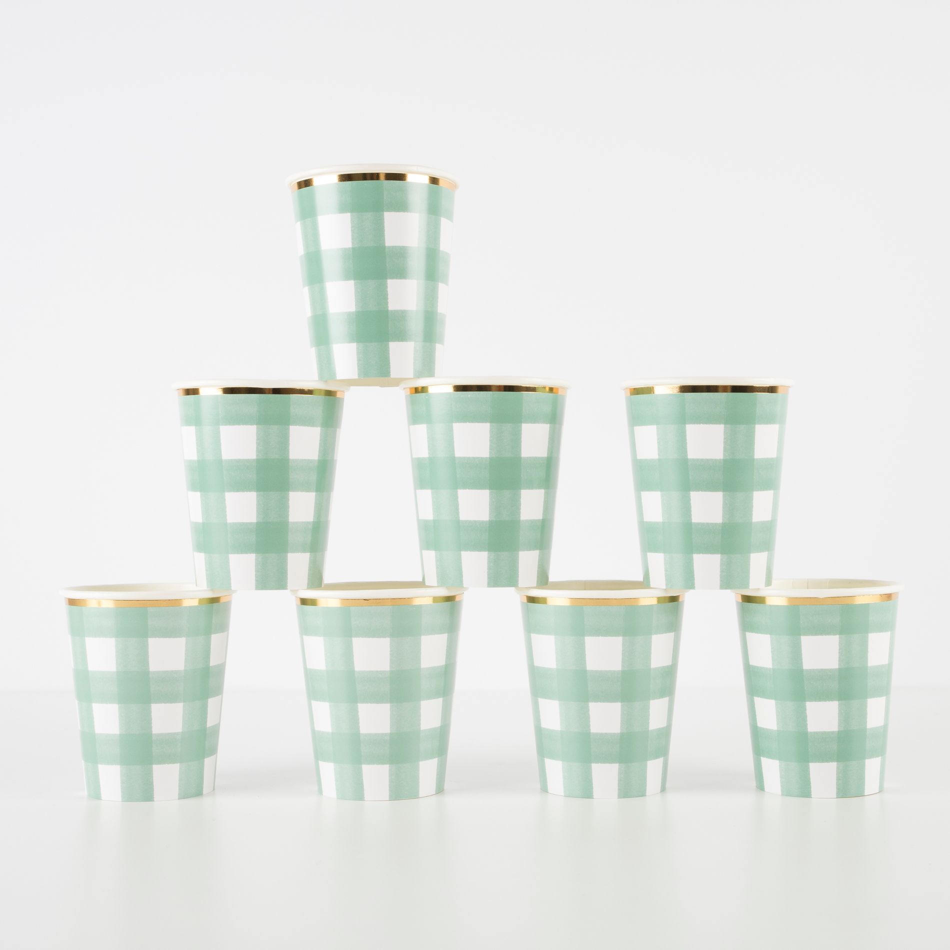 Meri Meri Green Gingham Cups (Pack of 8)