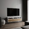 Vynxaria Modern TV Stand, 2 Doors, 3 Shelves, 5 Legs, White and Wood Finish - 3 of 4