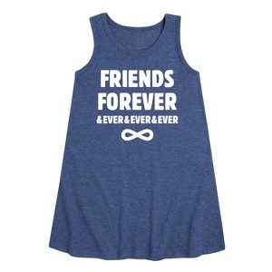 Girls' - Instant Message - Friends Forever And Ever Graphic Sleeveless Aline Dress - 1 of 4