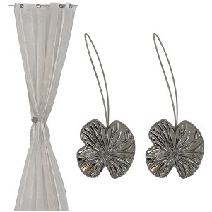 Evideco French Home Goods Magnetic Water Lily Curtain Tiebacks – Resin Floral Design - 1 of 4