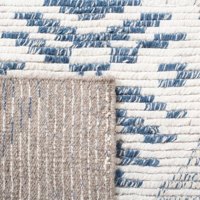 Kenya Blue and Ivory Hand-Knotted Wool 8' x 10' Area Rug
