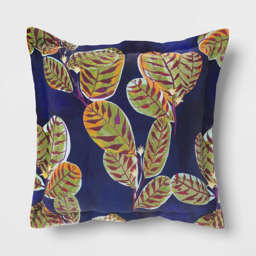 case of 3 -26"x24" Calathea Foliage Woven Outdoor Deep Seat Pillow Back Royal Blue - Threshold™