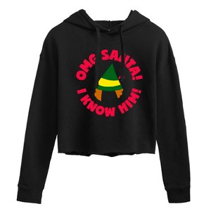 Women's - ELF - Christmas Family Set Omg Santa Cropped Graphic Hoodie - 1 of 3