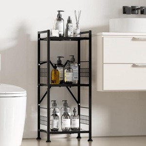 Hooure Space-Saving 3-Tier Narrow Shelf (Expandable, Metal, Free-Standing Corner Rack) - 1 of 4