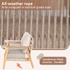 2-Pack Acacia Wood and Rope Outdoor Chairs with Waterproof Cushions, Deep Seat Beige Armchairs for Patio, Deck or Balcony Lounge Spaces-Cuddlewood - 3 of 4