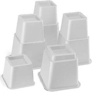 Adjustable Bed Risers - Heavy Duty Furniture Riser Set of 4 in Heights of 8, 5, or 3 Inches for Table risers, Bed Frame Risers in White – Homeitusa - 1 of 4