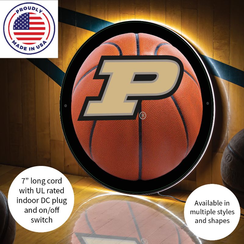 Evergreen Ultra-Thin Edgelight LED Wall Decor, Basketball, Purdue University- 15 x 15 Inches Made In USA, 5 of 7