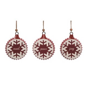 Transpac Metal Snowflake Ornament Set of 3 Christmas Home Decorations - 1 of 1