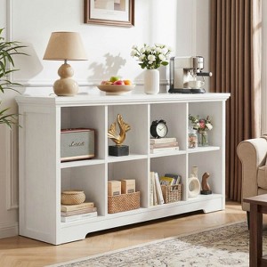 Besiost 8-Cube Bookshelf with Charging Station, Bin Storage