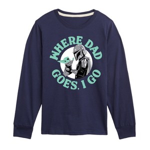 Boys' - The Mandalorian - Where Dad Goes I Go Long Sleeve Graphic T-Shirt - 1 of 4
