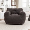 Gulches Dark Gray Teddy High-Density Resilient Foam Bean Bag Sofa Chair with Armrests 37x35x31 Inch Lazy Comfy Reading Chair for Adults Kids - 2 of 4