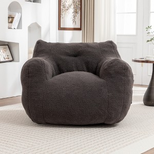 TiramisuBest Bean Bag Chair for Adults with Armrests, High-Density Foam Filled Lazy Sofa, Comfy Floor Chair for Living & Bedroom, White - 1 of 4