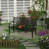 Outsunny 50" Garden Park Bench, Slatted Steel Outdoor Decorative Loveseat for Patio Lawn - 2 of 4