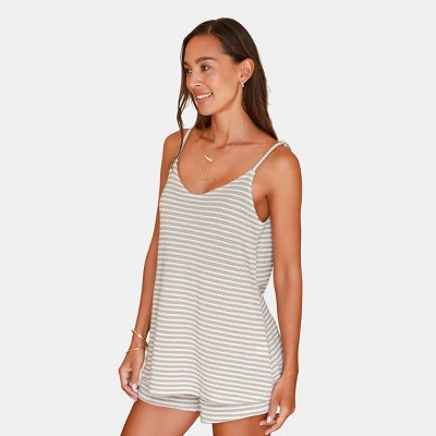 Women's Striped Knit Cami Romper with Scoop Back - Cupshe