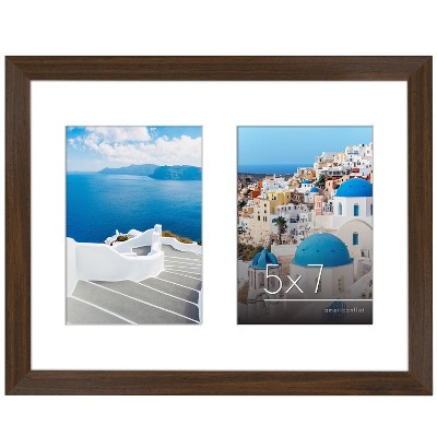Americanflat Double Picture Frame with shatter-resistant glass - Available in a variety of Sizes and Colors