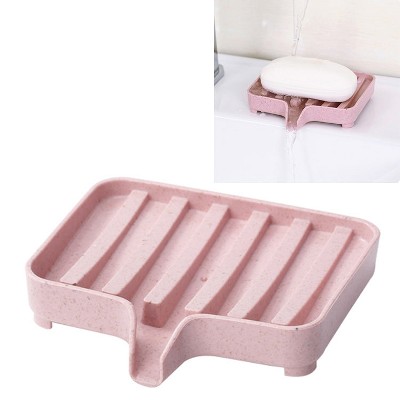 Plastic Soap Dish Storage Box(Pink)