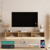 HDZNVF Floating TV Stand Wall Mounted, 69 inch Modern TV Stand for 55 60 65 Inch TV, Light Brown - 4 of 4