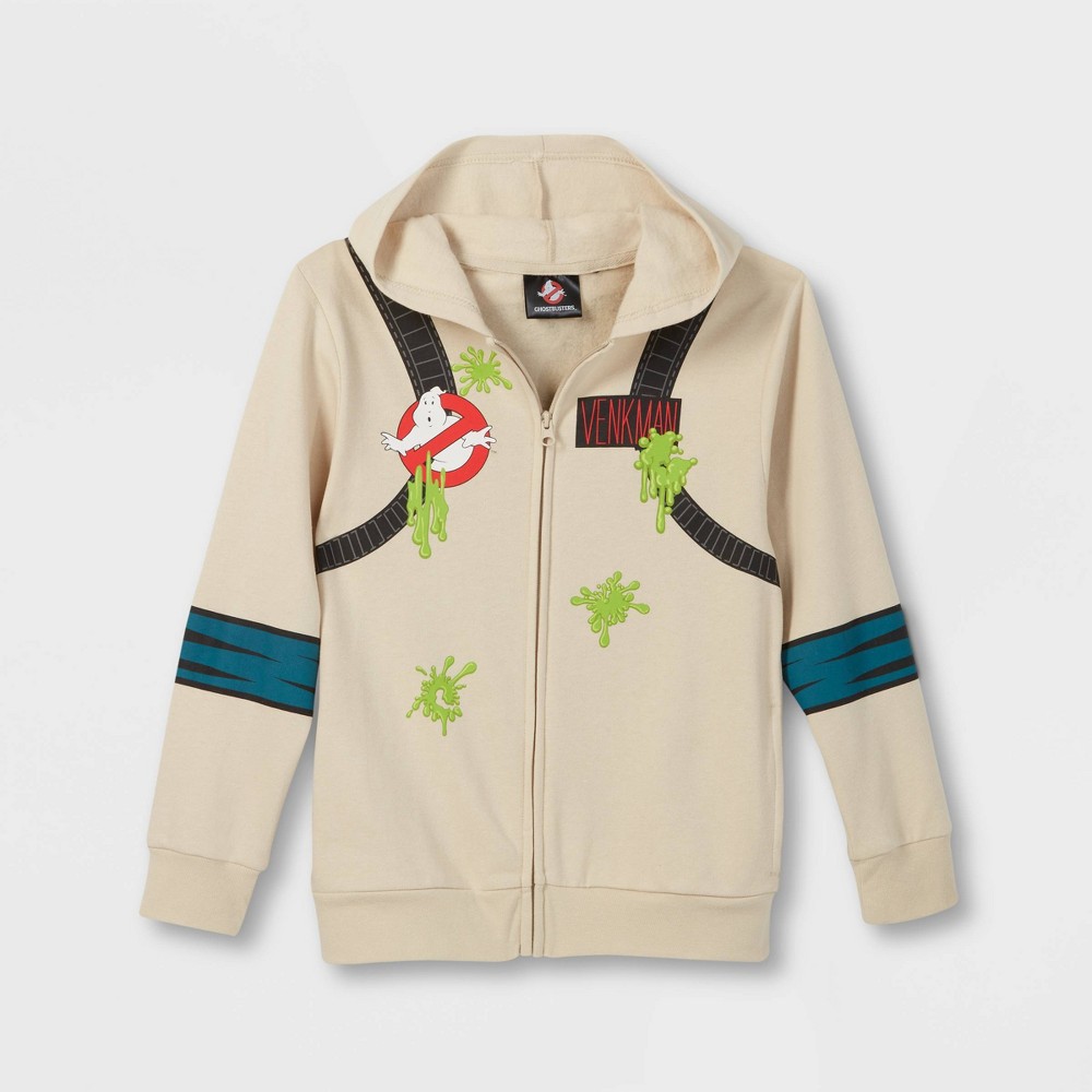 Boys' Ghostbusters Peter Venkman Cosplay Hooded Sweatshirt - Cream size  M