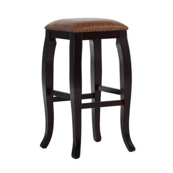 San Francisco Backless Faux Leather Barstool Wood - Linon
