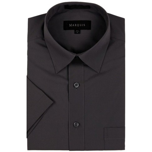 Marquis Men's Charcoal Gray Short Sleeve Regular Fit Dress Shirt ...