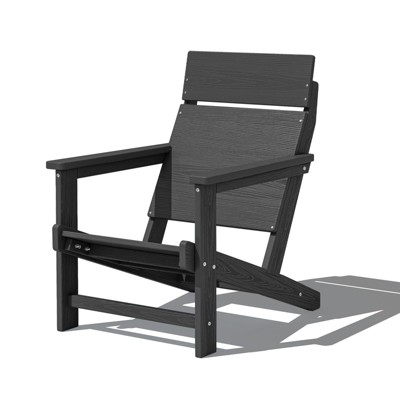 Hyleory HDPE Adirondack Chair - Wide-Slab Woodgrain Outdoor Patio Chair, All-Weather Heavy , Modern Lawn Furniture for Garden, Poolside & Deck