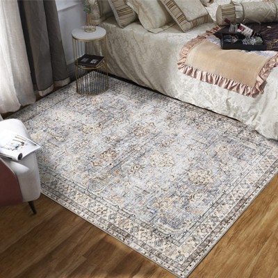 Vintage Floral Area Rug Washable Rug