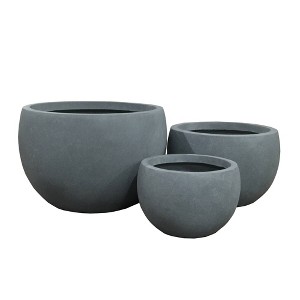 13" Kante Lightweight Concrete Outdoor Set of 3 Planters Gray- Rosemead Home & Garden, Inc.: Freestanding, No Assembly, Modern Decor - 1 of 4