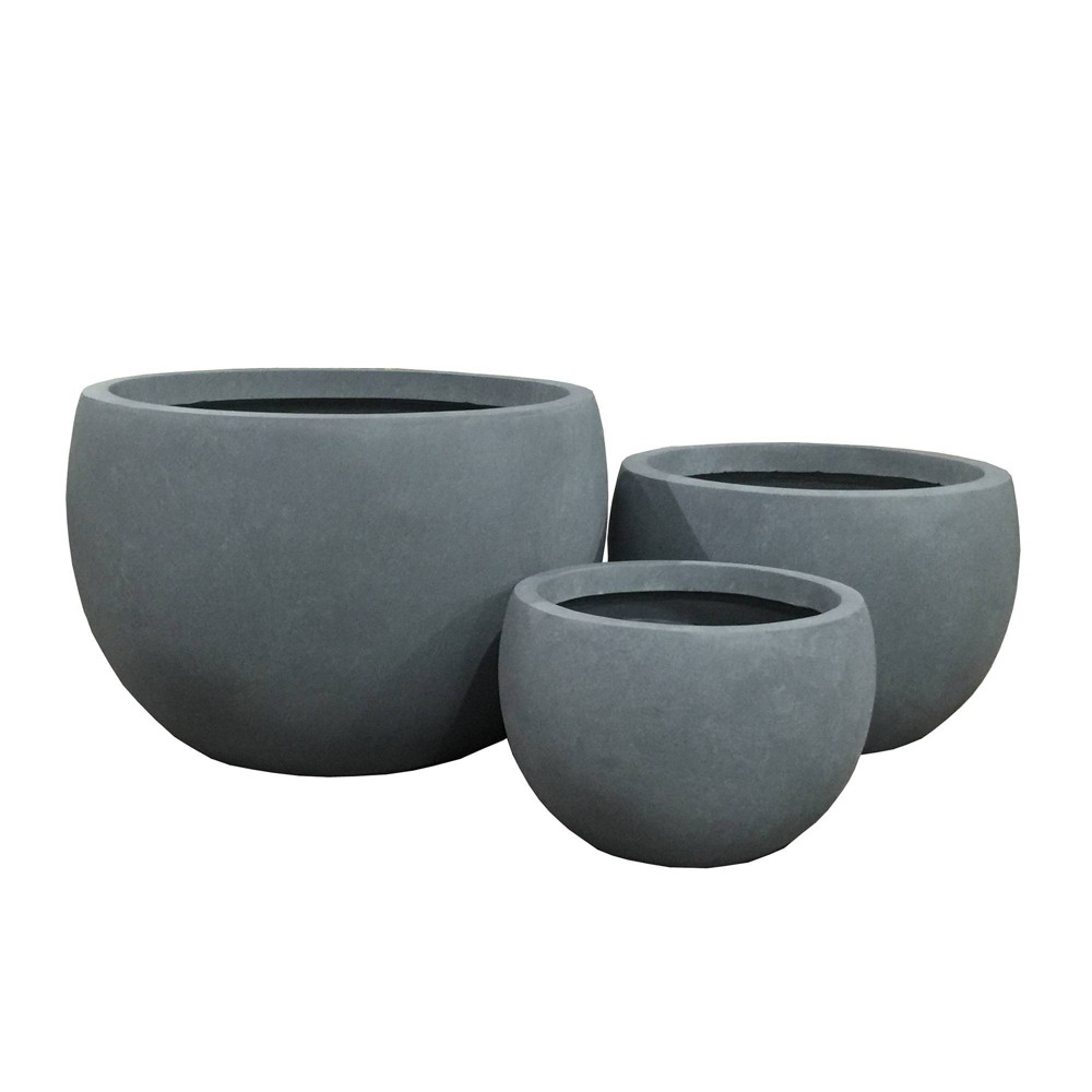 Photos - Flower Pot 13" Kante Lightweight Concrete Outdoor Set of 3 Planters Gray- Rosemead Home & Garden, Inc.: Freestanding, No Assembly, Mode