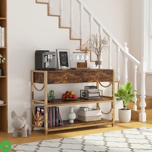 Console Table Narrow Entryway Table - 31.9" Console Table with Drawers Sofa Table with 3-Tier Storage Shelves - 1 of 4
