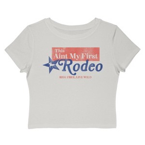 Social Collective Women's Ain'T My First  Americana 4Th Of July Short Sleeve Graphic Cotton Baby Tee - Cloud Dancer S - 1 of 4