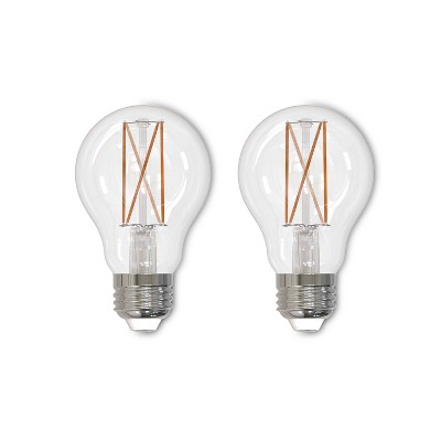 Bulbrite Set of 2 60W Equivalent A19 LED Dimmable Light Bulbs 3000K E26: 850 Lumens, 10-Year Life, Instant On