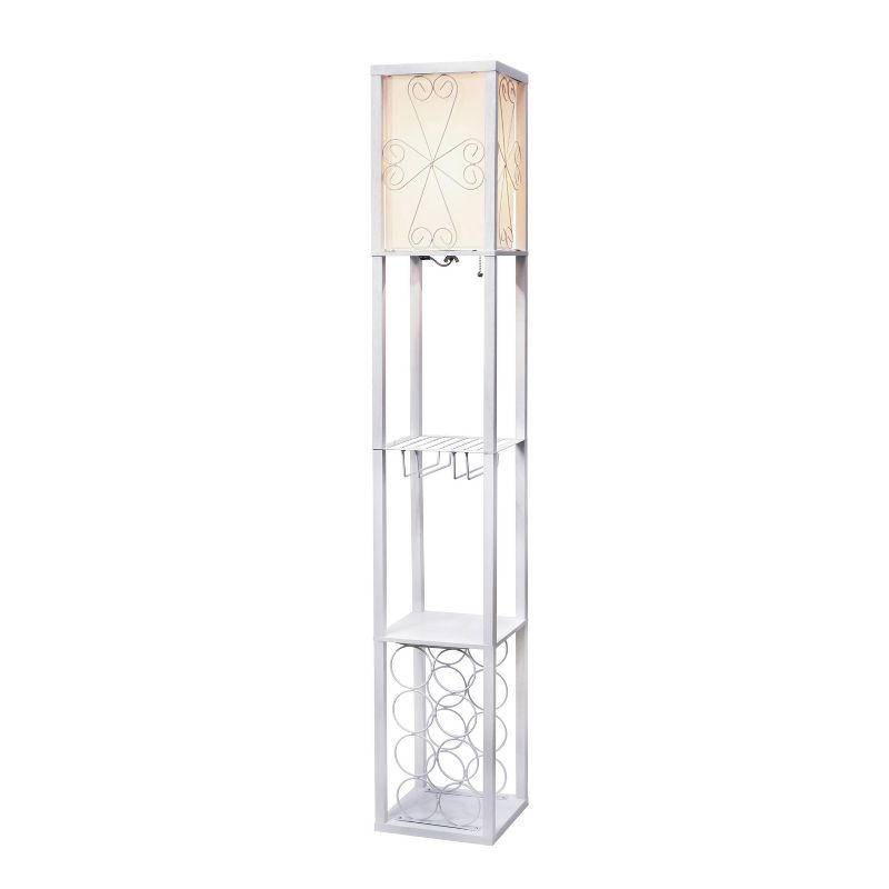 Etagere Organizer Storage Shelf Floor Lamp with Linen Shade - Simple Designs, 3 of 13