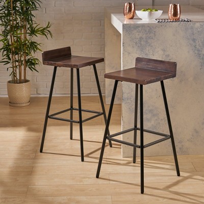 Coolbibila-Set Of 2 Barstool, Bar Chair High For Outdoor,  Armless Design With Low Backrests Bar Chair Stool, Modern Bar Chair