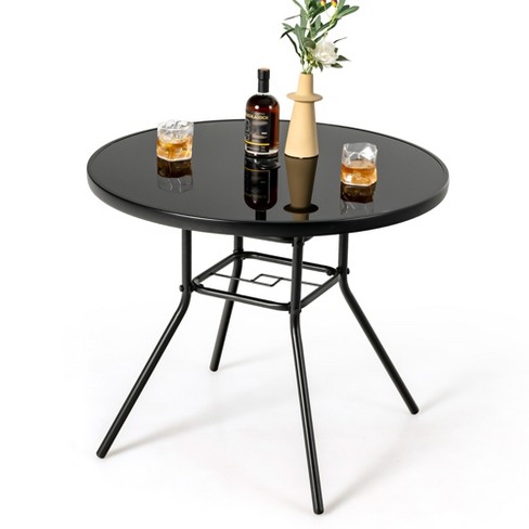 Round tempered glass store patio table