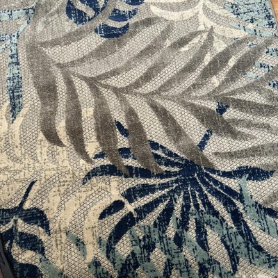 JONATHAN Y Montego High-Low Tropical Palm Brown/Navy/Ivory 2 ft. x 8 ft.  Indoor/Outdoor Area Rug HWC101B-28 - The Home Depot