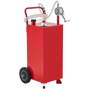 Portable Fuel Caddy with Manual Pump – Gas/Diesel Storage Tank with Wheels & 9.8Ft Hose for Cars, Lawn Mowers, ATVs & Boats(1-Pack) - 1 of 4