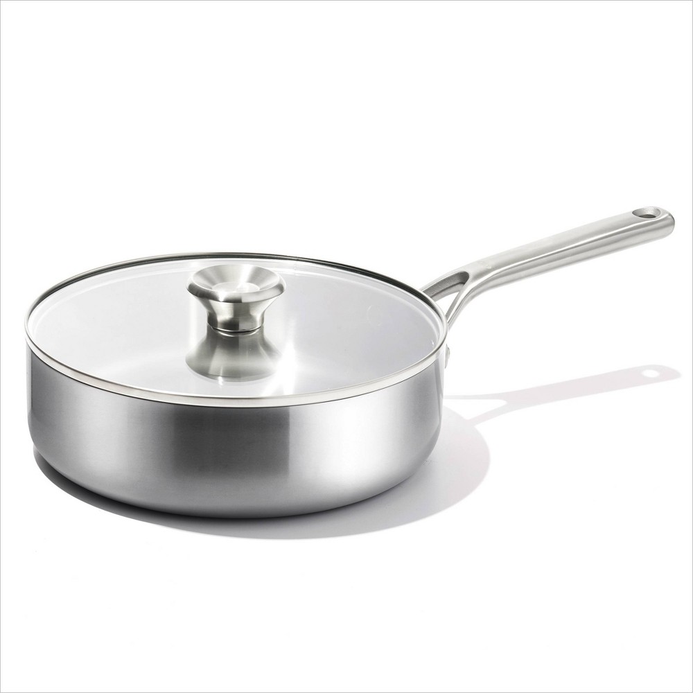 OXO 9.5 Mira Tri-Ply Stainless Steel Skillet with Lid Silver