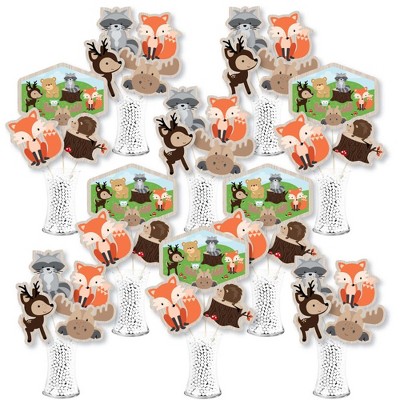 Big Dot of Happiness Woodland Creatures - Baby Shower or Birthday Party Centerpiece Sticks - Showstopper Table Toppers - 35 Pieces