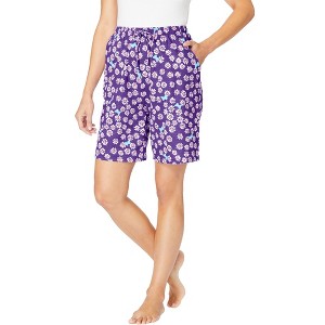 Dreams & Co. Women's Plus Size Print Pajama Shorts - 1 of 4