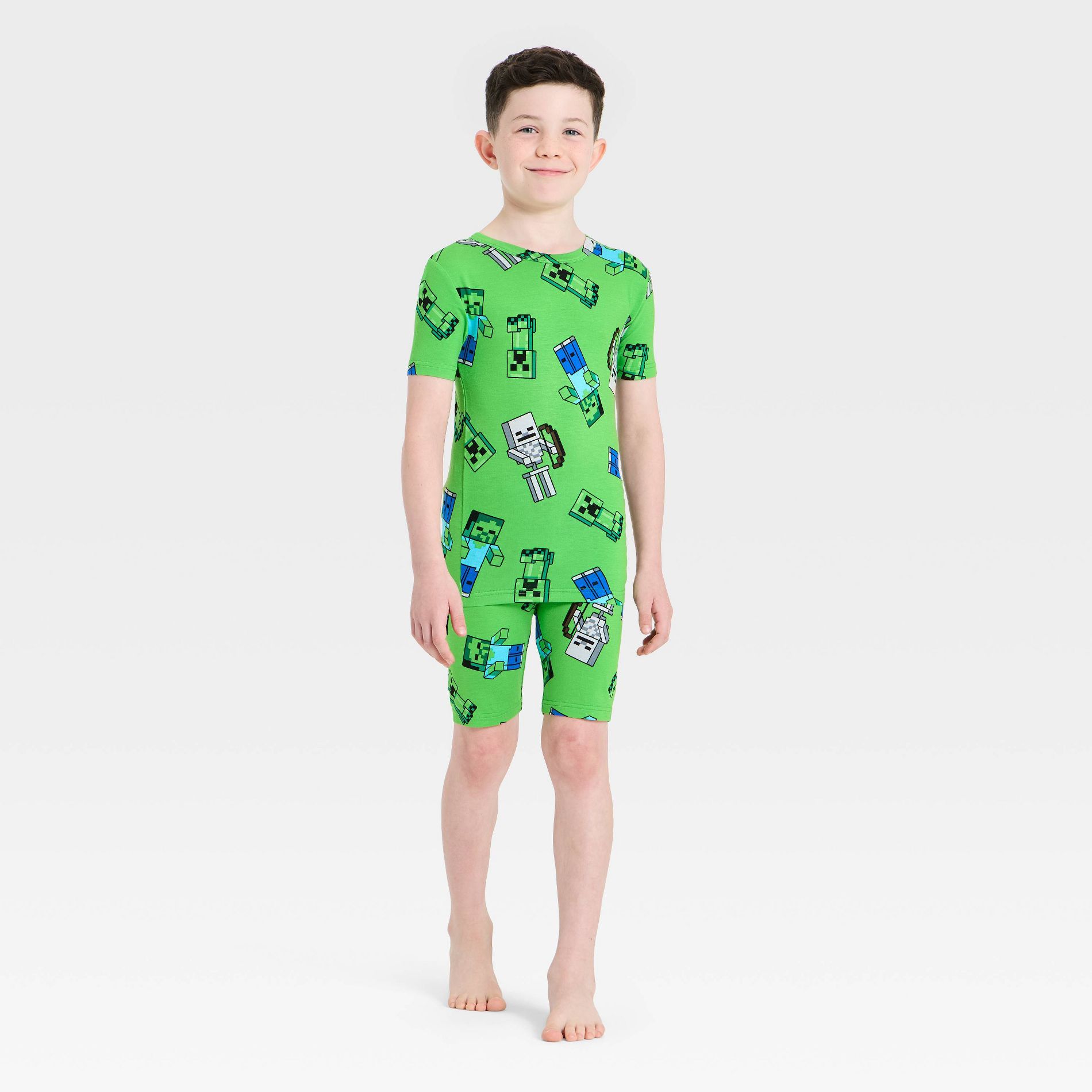 Boys' Minecraft 2pc Viscose Tight Fit Pajama Set - Green