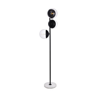Elegant Lighting Eclipse 3 Lights Black Floor Lamp With Clear Glass