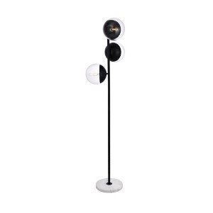 Elegant Lighting Eclipse 3 Lights Black Floor Lamp With Clear Glass - 1 of 4