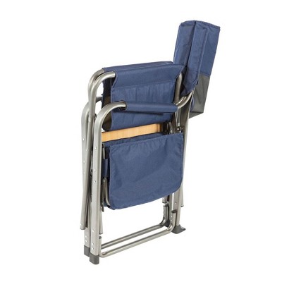 Navy and Tan Folding Director's Chair with Cooler and Table