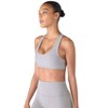 Future Planet Women's Nova Premium Performance Sport Athletic Active Yoga Workout Padded Sports Bra Removable Padding Space Grey - 2 of 4