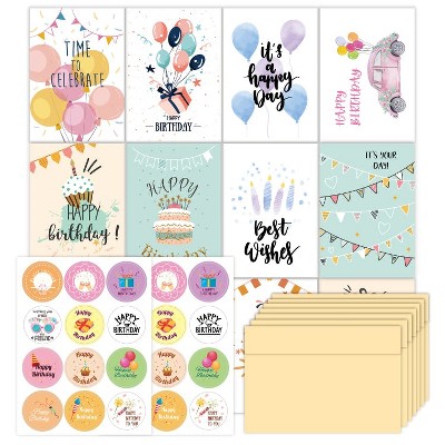 24pcs /Set Happy Birthday Greeting Card With Envelopes And Stickers Set(KP002)