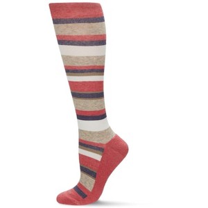 Memoi Gender Neutral Multi Striped Cotton Blend 15-20mmHg Graduated Compression Socks - 1 of 4