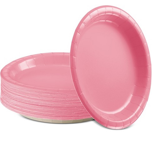 Sparksettings Pink Disposable Paper Dessert Plates 6 3/4 Inches