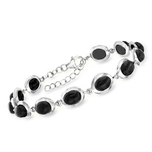 Ross-Simons Black Onyx Cabochon Station Bracelet in Sterling Silver - 1 of 3