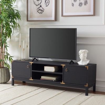 Black and Gold Two-Level Media Stand with Metal Accents