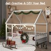 Zevemomo Full House Floor Bed Frame With Roof, Full Size Toddler Montessori Bed With Heighten Fence, for Kids, Boys and Girls, Easy Assembly, White - 2 of 4